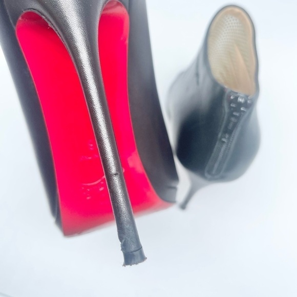 Christian Louboutin Black leather & Mesh peep toe Disorder booties 120mm EU 38 - Picture 10 of 15